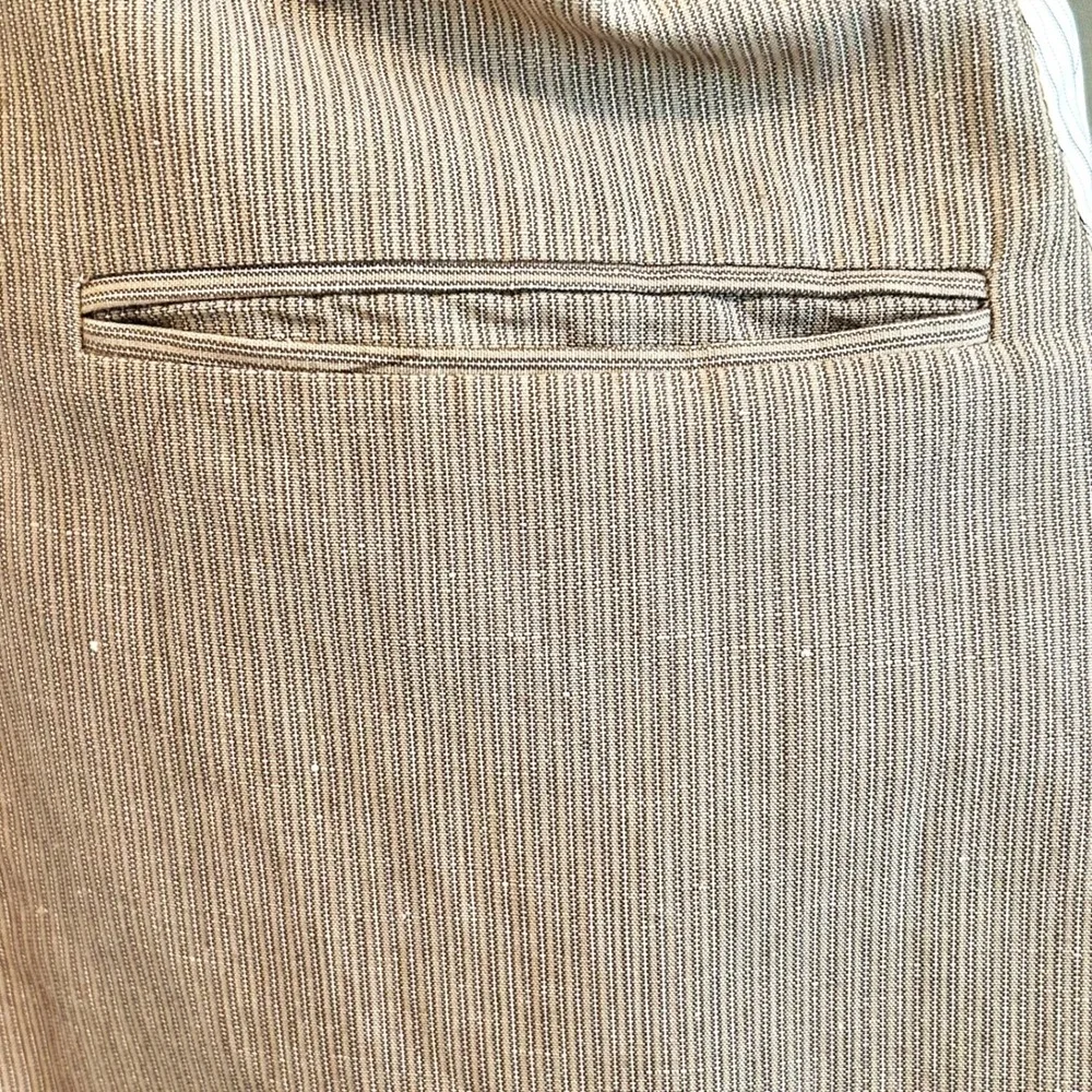 Calvin Klein Blazer Linen Blend Medium 44R Tan Stripe‎ Summer Sport Coat Jacket
